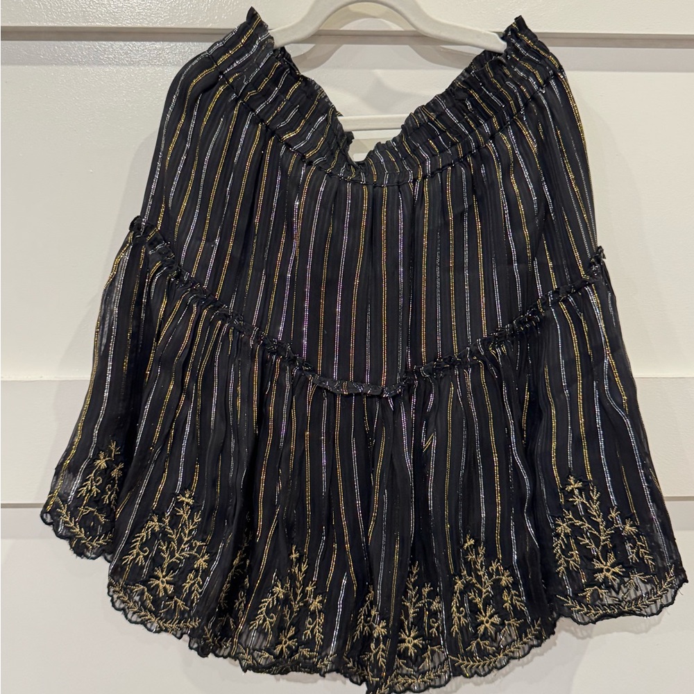 Misa Los Angeles Black and Gold Mini Skirt